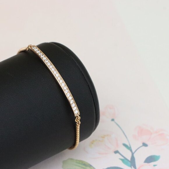 "Elegant Rose Gold Bracelet with Sparkling Crystal Bar Accent, XPBL1011 - Picture 7 of 12